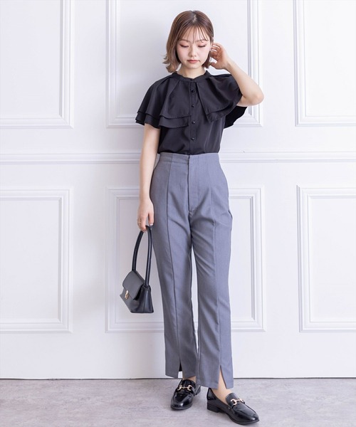 clear（クリア）の「ダブルケープブラウス[オフィスカジュアル 着回し抜群 大人]≪SS新作≫（シャツ/ブラウス・レディース・サックスブルー/ブラック/オフホワイト・F）」の11枚目の写真