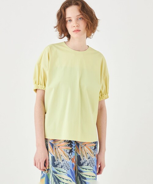 【極美品】BALLSEY　ノーカラー　ストライプ　シャツ　ブラウス　イエロー 極美品】BALLSEY ノーカラー ストライプ シャツ ブラウス
