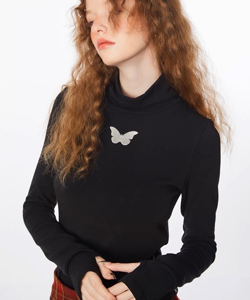 フィンガーホール バタフライステッチ ハイネックトップス 24s221201(Tシャツ/カットソー)|KUHNMARVIN(クエンマウエ)