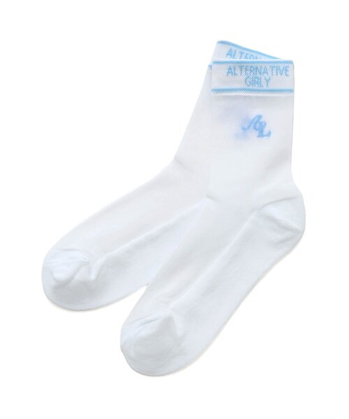 algy（アルジー）の「足口ロゴカラフルシースルーソックス（ソックス/靴下・キッズ・ブルー/オフホワイト/ブラック/ピンク/グリーン・24/21）」の14枚目の写真