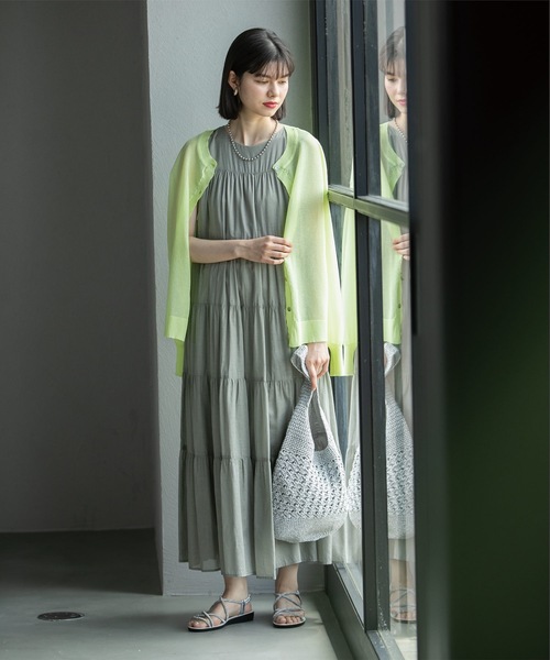 OPAQUE.CLIP(オペークドットクリップ)の「◆《5color》ティアードドレス オーガニックコットン混【洗濯機洗い可】(ワンピース・レディース・ダークオリーブ/ホワイト系8/レッド系/ブラック/パープル・38/40/42)」の20枚目の写真