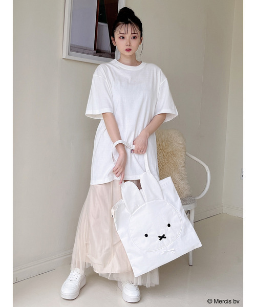 MIIA(ミーア)の「miffy ロゴプリントTシャツ(Tシャツ/カットソー・レディース・オフホワイト/ベージュ・FREE/SHORT)」の8枚目の写真