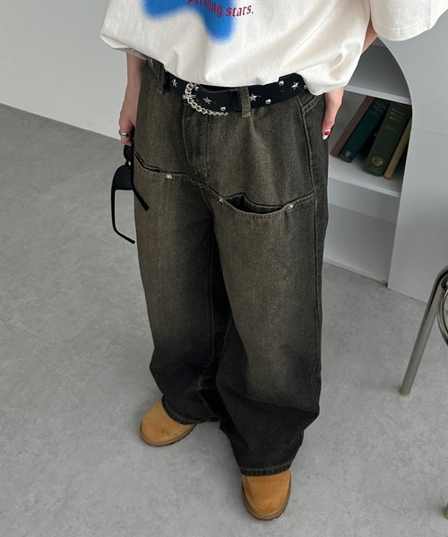 sedacle(セダクル)の「デザインポケットデニム(デニムパンツ・メンズ・ブラック/パープル/インディゴブルー/ブルー・SMALL/MEDIUM/LARGE)」の2枚目の写真