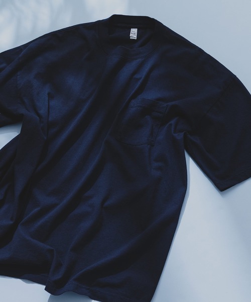 LOS ANGELES APPAREL(ロサンゼルスアパレル)の「【LOS ANGELES APPAREL/ロサンゼルスアパレル】ロスアパ 1809GD 6.5oz ガーメントダイ ポケットTシャツ半袖 MADE IN USA(Tシャツ/カットソー・メンズ・グレー/ホワイト/ブラック/ネイビー・MEDIUM/X-LARGE/LARGE)」の4枚目の写真