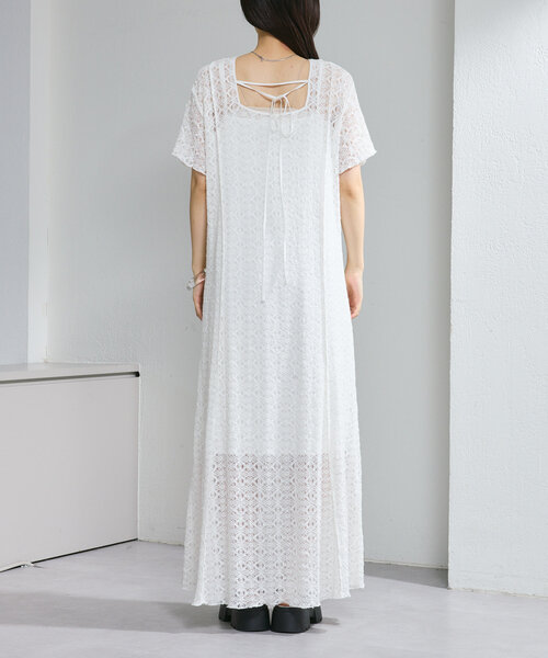 Kastane(カスタネ)の「*【2サイズ展開/セットアップ/前後2WAY】半袖レースワンピース(ワンピース・レディース・ブラック/グリーン/ホワイト・0/1)」の11枚目の写真