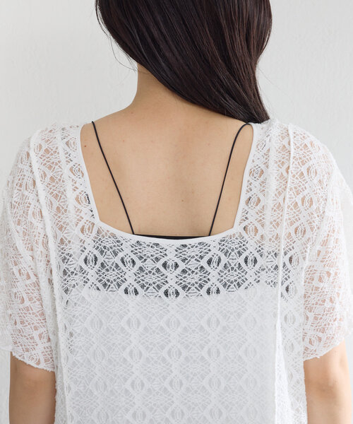 Kastane(カスタネ)の「*【2サイズ展開/セットアップ/前後2WAY】半袖レースワンピース(ワンピース・レディース・ブラック/グリーン/ホワイト・0/1)」の19枚目の写真