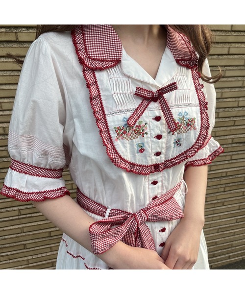 クロスステッチ刺繍使いワンピース（ワンピース）｜PINK HOUSE（ピンクハウス）