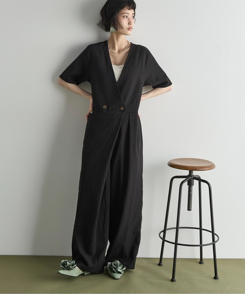THE YOn（ザヨン）の「アシンメトリーラップデザインオールインワン（つなぎ/オールインワン・レディース・ブラック/ミックスグレー/ピンク/ライトブルー・FREE）」の6枚目の写真