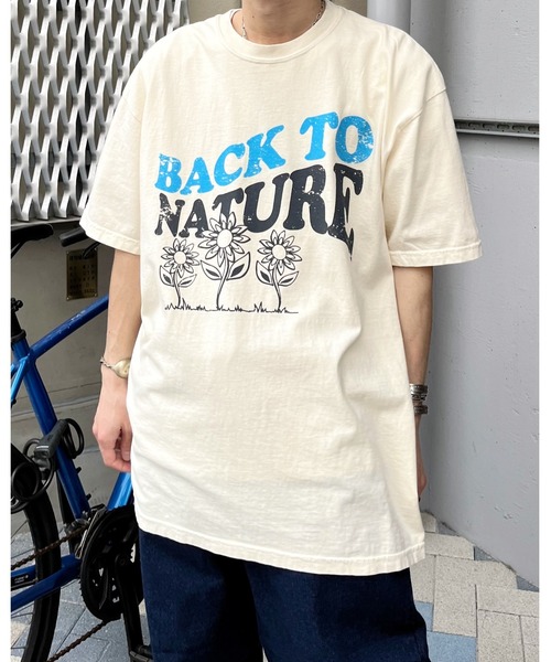 MODISH GAZE(モディシュガゼ)の「BACK TO NATURE ピグメント加工 ビッグシルエットTシャツ(Tシャツ/カットソー・メンズ・アイボリー/スミクロ/ネイビー・FREE)」の7枚目の写真