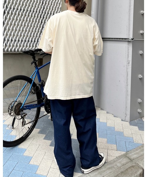 MODISH GAZE(モディシュガゼ)の「BACK TO NATURE ピグメント加工 ビッグシルエットTシャツ(Tシャツ/カットソー・メンズ・アイボリー/スミクロ/ネイビー・FREE)」の12枚目の写真