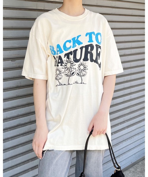 MODISH GAZE(モディシュガゼ)の「BACK TO NATURE ピグメント加工 ビッグシルエットTシャツ(Tシャツ/カットソー・メンズ・アイボリー/スミクロ/ネイビー・FREE)」の15枚目の写真