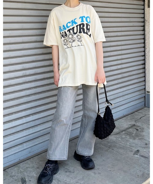 MODISH GAZE(モディシュガゼ)の「BACK TO NATURE ピグメント加工 ビッグシルエットTシャツ(Tシャツ/カットソー・メンズ・アイボリー/スミクロ/ネイビー・FREE)」の17枚目の写真