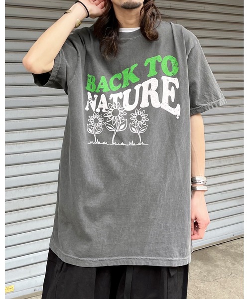 MODISH GAZE(モディシュガゼ)の「BACK TO NATURE ピグメント加工 ビッグシルエットTシャツ(Tシャツ/カットソー・メンズ・アイボリー/スミクロ/ネイビー・FREE)」の19枚目の写真