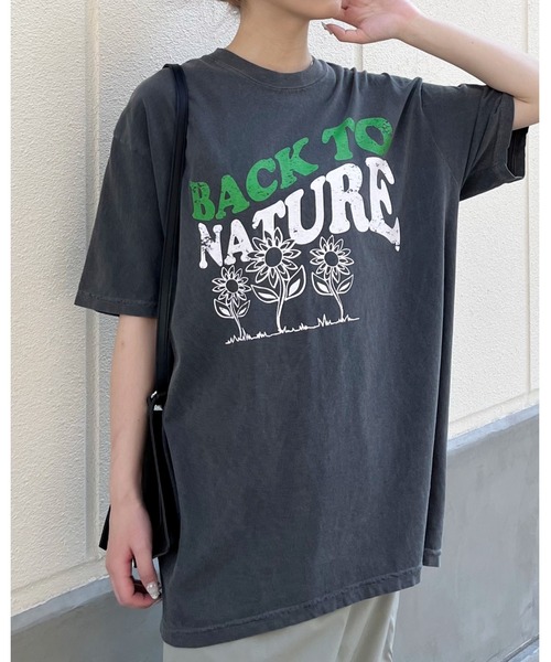 MODISH GAZE(モディシュガゼ)の「BACK TO NATURE ピグメント加工 ビッグシルエットTシャツ(Tシャツ/カットソー・メンズ・アイボリー/スミクロ/ネイビー・FREE)」の21枚目の写真