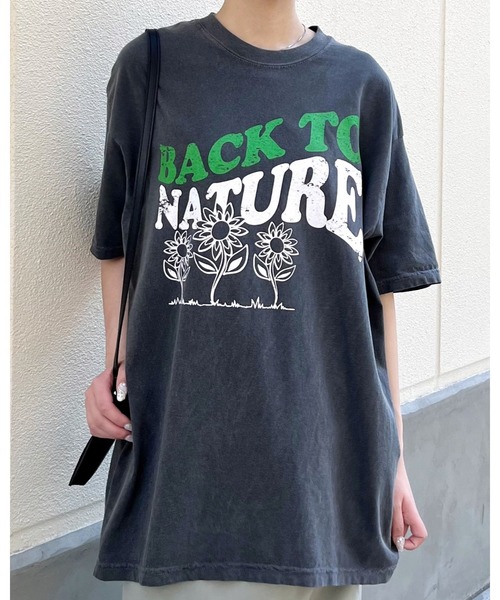 MODISH GAZE(モディシュガゼ)の「BACK TO NATURE ピグメント加工 ビッグシルエットTシャツ(Tシャツ/カットソー・メンズ・アイボリー/スミクロ/ネイビー・FREE)」の22枚目の写真