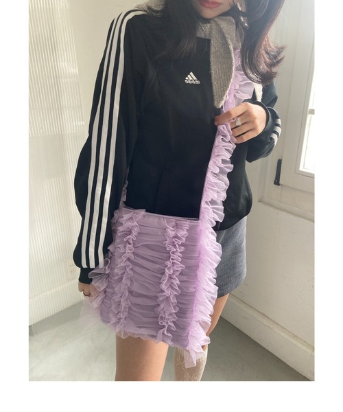 Casselini（キャセリーニ）の「CASSELINI/キャセリーニ/チュールシャーリングショルダー（ショルダーバッグ・レディース・ライラック/ブラック/ナチュラル・FREE）」の3枚目の写真