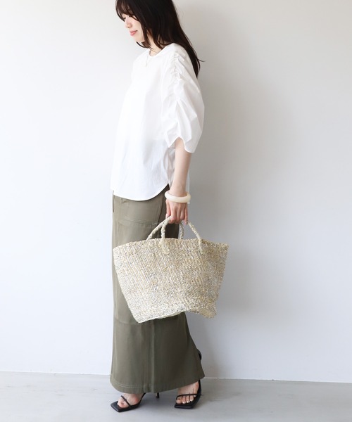 MICA&DEAL（マイカ＆ディール）の「【AFRICANSQUARE】ラフィアプラサイザルバッグ（ハンドバッグ・レディース・シルバー・FREE）」の7枚目の写真