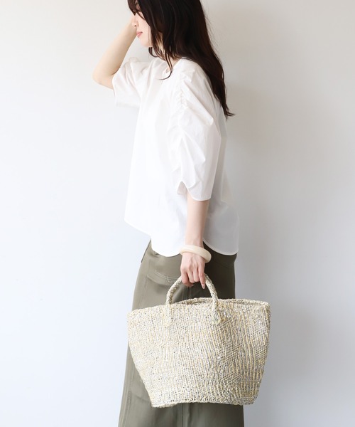 MICA&DEAL（マイカ＆ディール）の「【AFRICANSQUARE】ラフィアプラサイザルバッグ（ハンドバッグ・レディース・シルバー・FREE）」の5枚目の写真