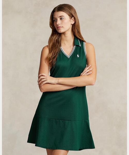 POLO ポロラルフローレン 長袖リブニットウールドレス ワンピース Sグリーン POLO ポロラルフローレン 長袖リブニットウールドレス