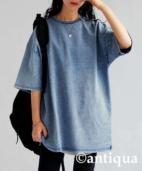 antiqua(アンティカ)の「デニムライクトップス(Tシャツ/カットソー・レディース・ブルー/ブラック・ONESIZE)」の22枚目の写真
