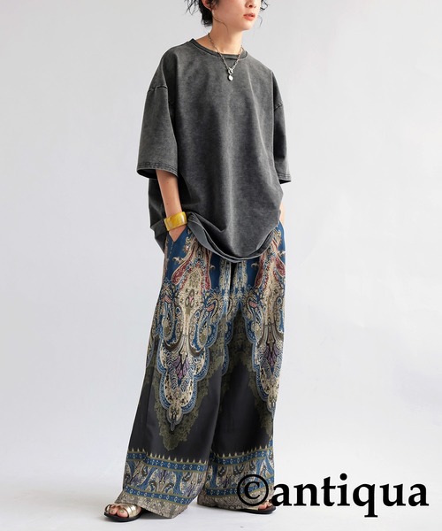 antiqua(アンティカ)の「デニムライクトップス(Tシャツ/カットソー・レディース・ブルー/ブラック・ONESIZE)」の16枚目の写真
