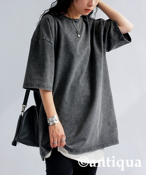 antiqua(アンティカ)の「デニムライクトップス(Tシャツ/カットソー・レディース・ブルー/ブラック・ONESIZE)」の15枚目の写真