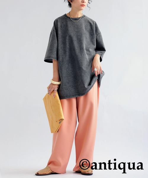 antiqua(アンティカ)の「デニムライクトップス(Tシャツ/カットソー・レディース・ブルー/ブラック・ONESIZE)」の18枚目の写真