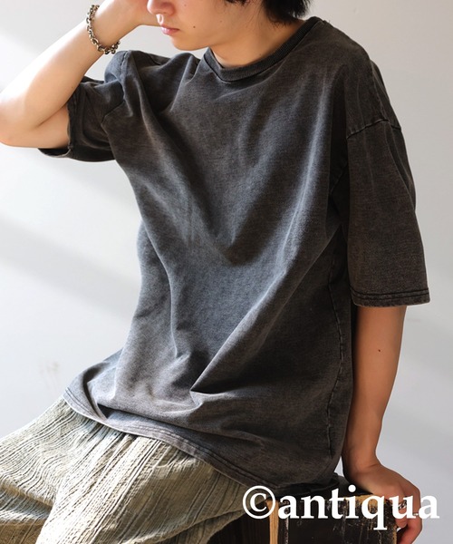 antiqua(アンティカ)の「デニムライクトップス(Tシャツ/カットソー・レディース・ブルー/ブラック・ONESIZE)」の9枚目の写真