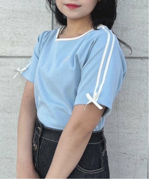 F i.n.t(フィント)の「リボンラインカットトップス/fint(Tシャツ/カットソー・レディース・ライトブルー/ブラック/オフホワイト・FREE)」の1枚目の写真