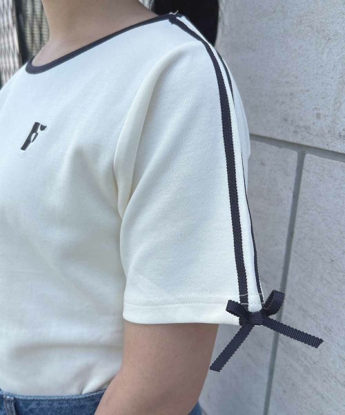 F i.n.t(フィント)の「リボンラインカットトップス/fint(Tシャツ/カットソー・レディース・ライトブルー/ブラック/オフホワイト・FREE)」の6枚目の写真