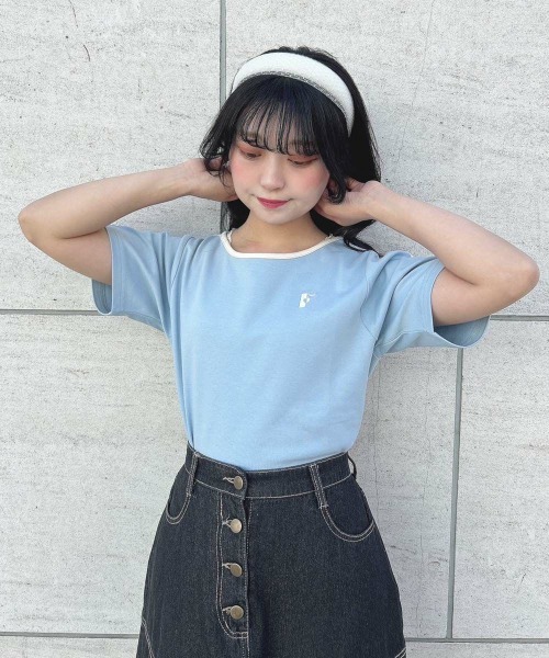 F i.n.t(フィント)の「リボンラインカットトップス/fint(Tシャツ/カットソー・レディース・ライトブルー/ブラック/オフホワイト・FREE)」の8枚目の写真