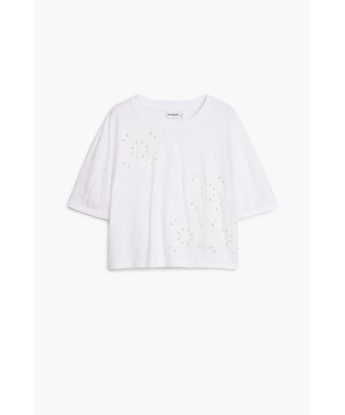 Desigual(デシグアル)の「フラワーカットワーク Tシャツ クロップド丈(シャツ/ブラウス・レディース・ブラック/ホワイト・XL/L/M/S/XS)」の9枚目の写真