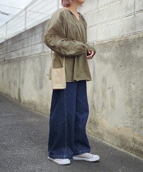 【セール】キャンブリックボイル 袖刺繍プルオーバー（シャツ/ブラウス）｜LOSUCA（ロスカ）