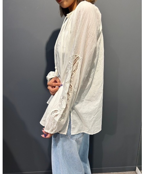 【セール】キャンブリックボイル 袖刺繍プルオーバー（シャツ/ブラウス）｜LOSUCA（ロスカ）