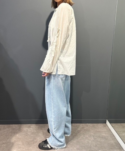 【セール】キャンブリックボイル 袖刺繍プルオーバー（シャツ/ブラウス）｜LOSUCA（ロスカ）