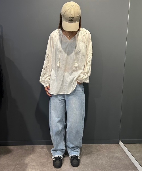 【セール】キャンブリックボイル 袖刺繍プルオーバー（シャツ/ブラウス）｜LOSUCA（ロスカ）