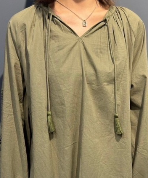 【セール】キャンブリックボイル 袖刺繍プルオーバー（シャツ/ブラウス）｜LOSUCA（ロスカ）