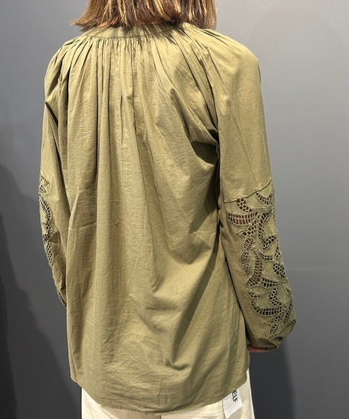 【セール】キャンブリックボイル 袖刺繍プルオーバー（シャツ/ブラウス）｜LOSUCA（ロスカ）