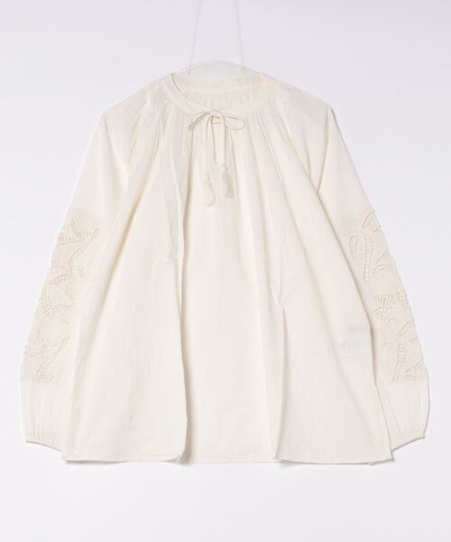 【セール】キャンブリックボイル 袖刺繍プルオーバー（シャツ/ブラウス）｜LOSUCA（ロスカ）