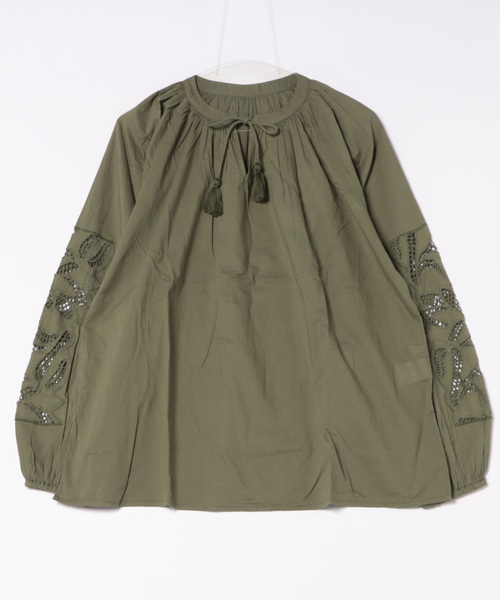 【セール】キャンブリックボイル 袖刺繍プルオーバー（シャツ/ブラウス）｜LOSUCA（ロスカ）