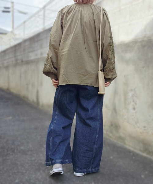 【セール】キャンブリックボイル 袖刺繍プルオーバー（シャツ/ブラウス）｜LOSUCA（ロスカ）