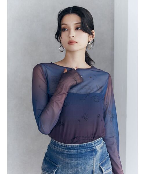 MURUA（ムルーア）の「オリジナルアートシアートップス（Tシャツ/カットソー・レディース・その他1/ブルー・FREE）」の3枚目の写真