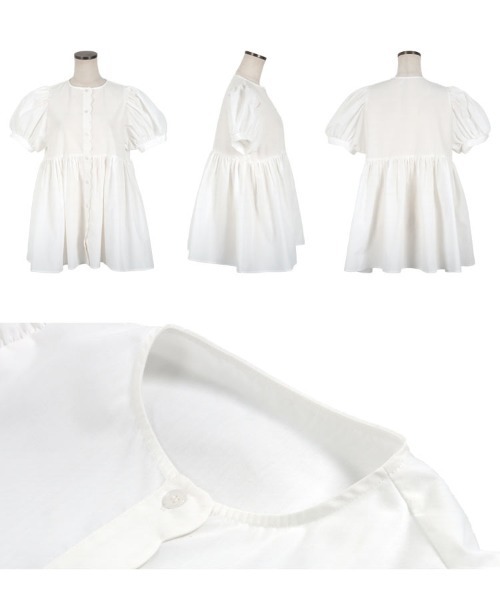 KOBE LETTUCE（コウベレタス）の「ペプラムスカラップブラウス（シャツ/ブラウス・レディース・サックスブルー/ブラック/ホワイト/オレンジ/グレイッシュベージュ・M）」の7枚目の写真