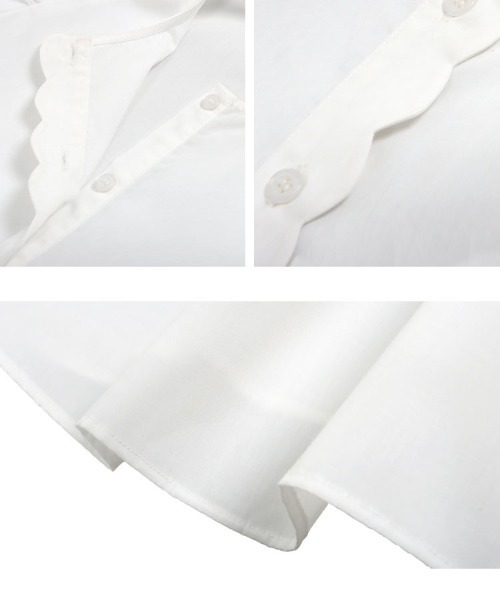 KOBE LETTUCE（コウベレタス）の「ペプラムスカラップブラウス（シャツ/ブラウス・レディース・サックスブルー/ブラック/ホワイト/オレンジ/グレイッシュベージュ・M）」の6枚目の写真