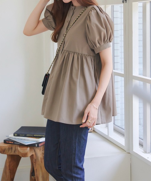 KOBE LETTUCE（コウベレタス）の「ペプラムスカラップブラウス（シャツ/ブラウス・レディース・サックスブルー/ブラック/ホワイト/オレンジ/グレイッシュベージュ・M）」の18枚目の写真