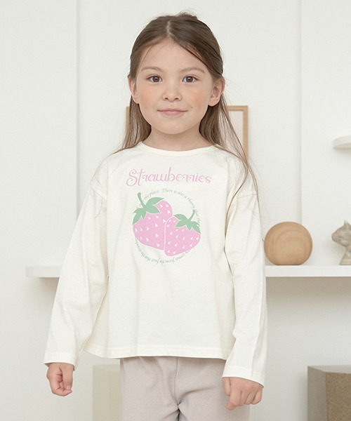 Lycee mine（リセマイン）の「【型崩れしないやわらかコットン】選べる8パターンアソートプリントAラインTシャツ（Tシャツ/カットソー・キッズ・チャコール/ダークブラウン/ピンク/ブラック/アイボリー/ブルーグレー/ミント/クリーム・120cm/110cm/130cm/150cm/140cm/100cm）」の6枚目の写真