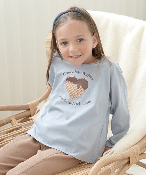 Lycee mine（リセマイン）の「【型崩れしないやわらかコットン】選べる8パターンアソートプリントAラインTシャツ（Tシャツ/カットソー・キッズ・チャコール/ダークブラウン/ピンク/ブラック/アイボリー/ブルーグレー/ミント/クリーム・120cm/110cm/130cm/150cm/140cm/100cm）」の3枚目の写真