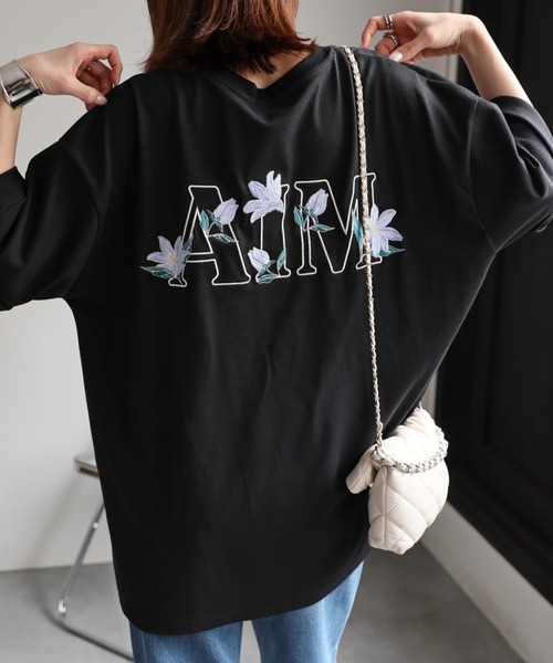 セール】＜ユニセックス＞フラワー刺繍Tシャツ/半袖/カットソー