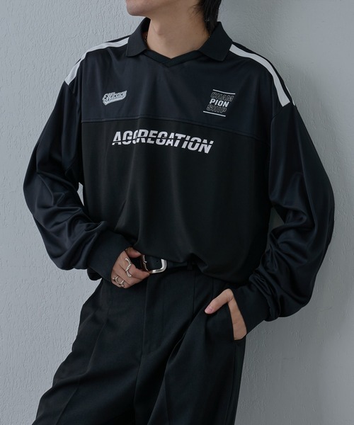 COLONY 2139（コロニートゥーワンスリーナイン）の「ゲームシャツ長袖スキッパー（Tシャツ/カットソー・メンズ・ブラック/ホワイト・MEDIUM/LARGE）」の2枚目の写真