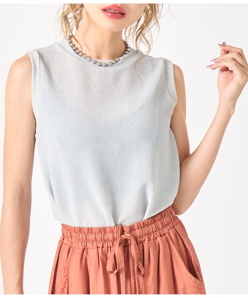 LATINA（ラティーナ）の「ラメ タンクトップ ノースリーブ Uネック（タンクトップ・レディース・シルバー・FREE）」の9枚目の写真